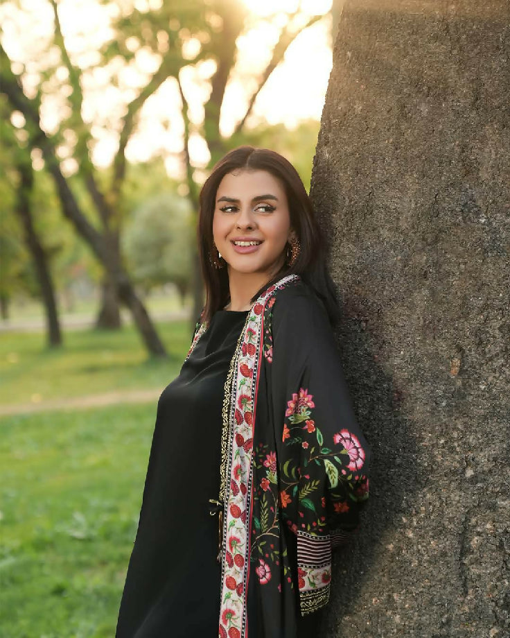 PREMIUM 2 PC SWISS LAWN WITH PRINTED LONG KIMONO COAT