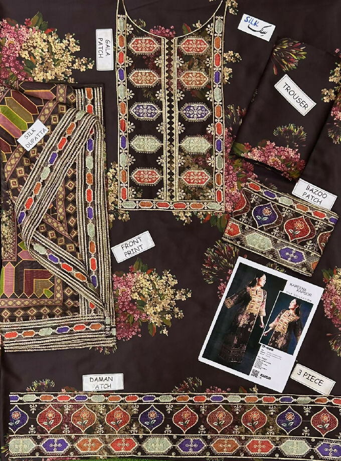 *ANEELA’s PURE SILK WITH 4 side Lace SILK DUPATTA*