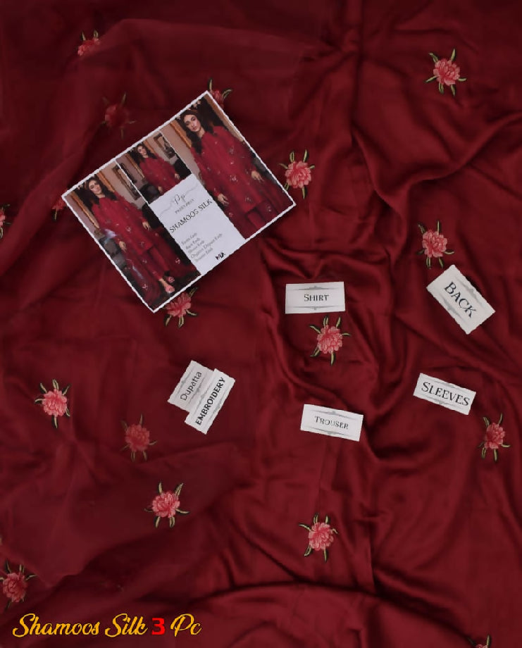 Embroided silk shamose