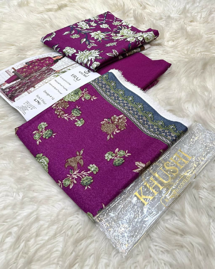 Khushi by eraj karandi 3piece printed suit