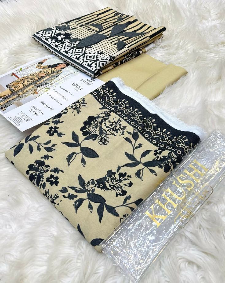 Khushi by eraj karandi 3piece printed suit