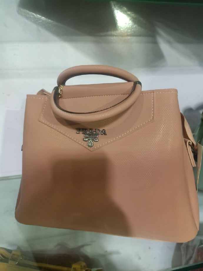 Peach Pink Color leather bag for Ladies