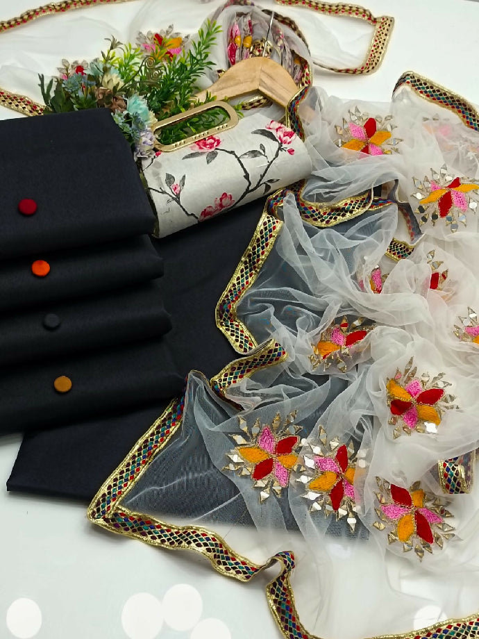 BEAUTIFUL AARI AND MIRROR WORK DUPATTA 4PC