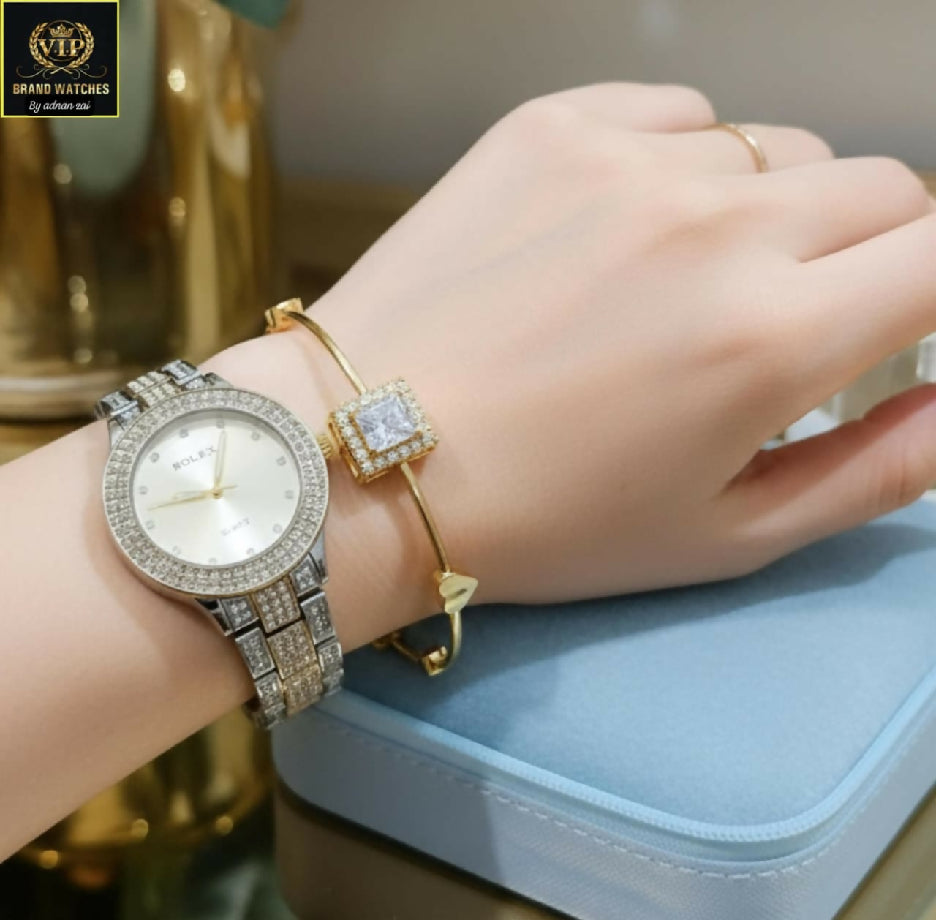 Luxury ROLEX GIRLS DAIMONDS STONE JEWELRY WATCH