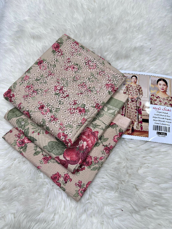 Unstitched Dhanak Embroidered Three Piece