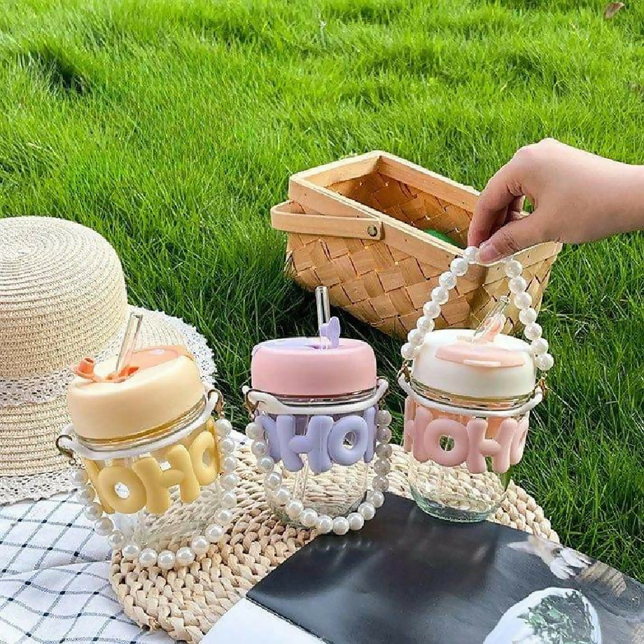 Pearl Glass Sipper (With Glass Straw)