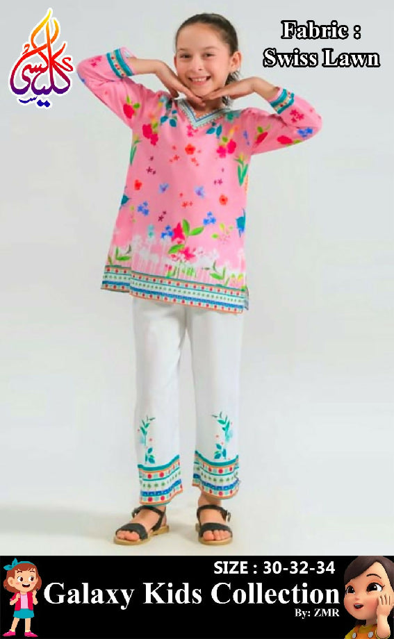 Kids Digital Swiss Printed Lawn