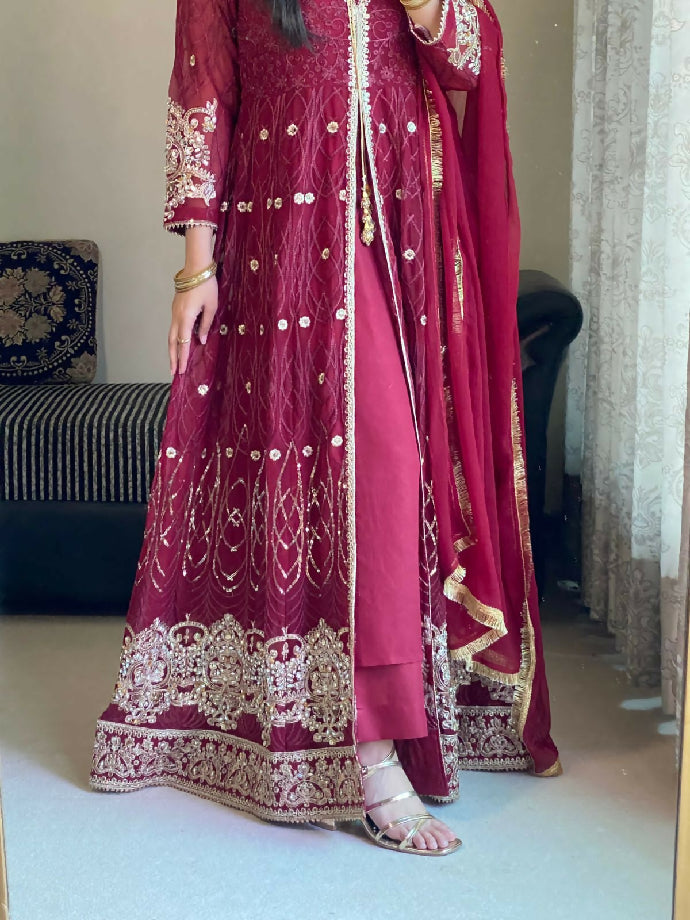 Heavy Embroidered Chiffon Maxi – 3 Piece Stitched