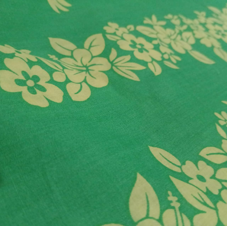 Emerald Green Tropical Floral Print Cotton Fabric for Frock or Casual Wear (Imported)