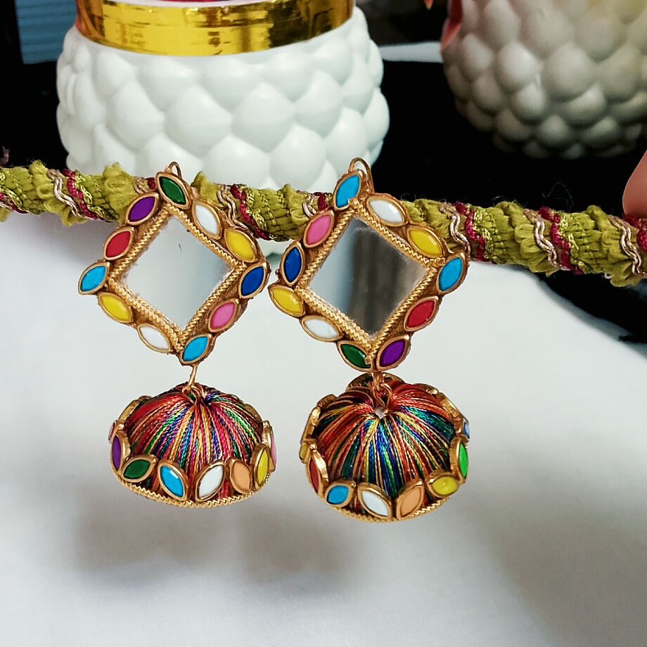 Handmade colorful Kundan jhumkyan
