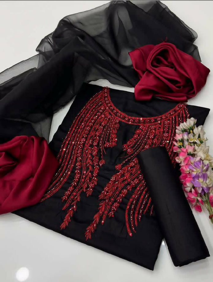 Zay Nest Organza handwork 3 Pcs dress