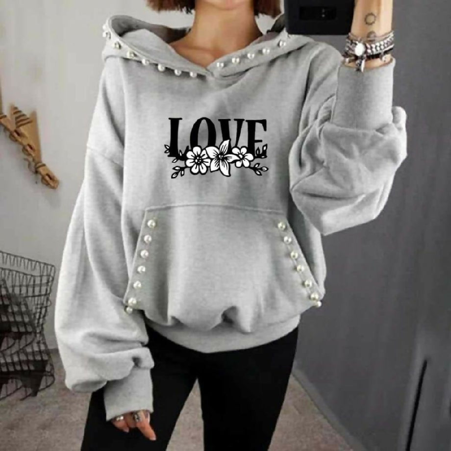 Women pearls casual hoodie