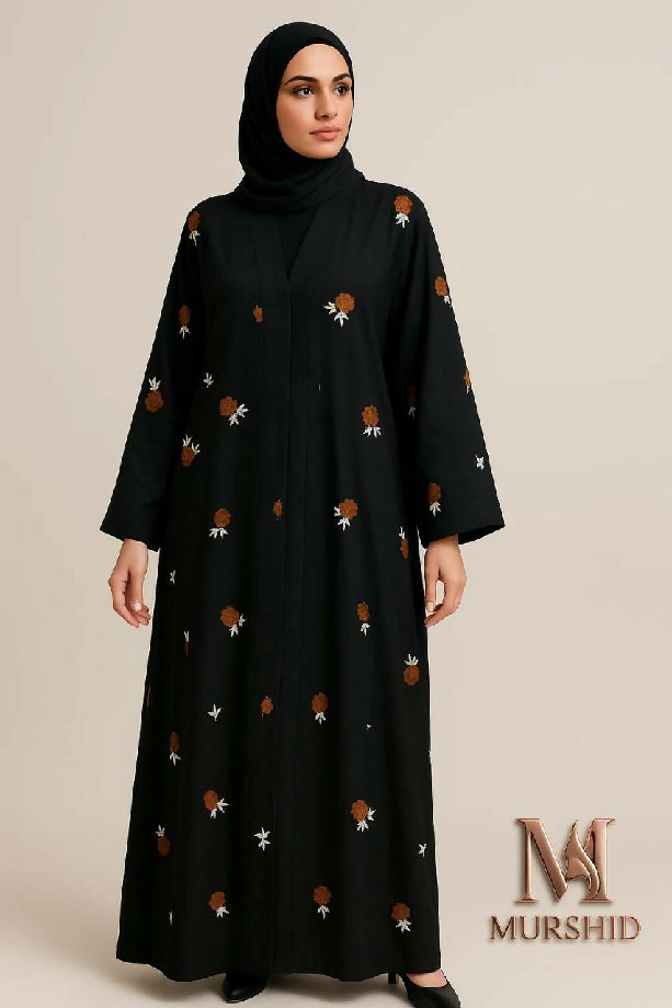 Nida Flower Karai Abaya (Front Open)