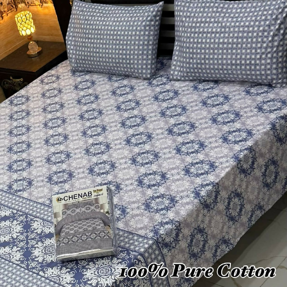 3 pc pure cotton Bedsheet king size