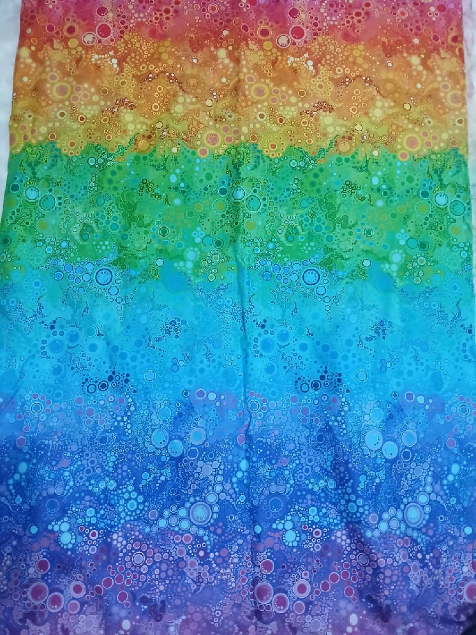 Rainbow Ombre Bubble Print Jeans Fabric for Top, Frock or Casual Wear (Imported)