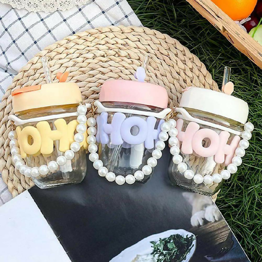 Pearl Glass Sipper (With Glass Straw)