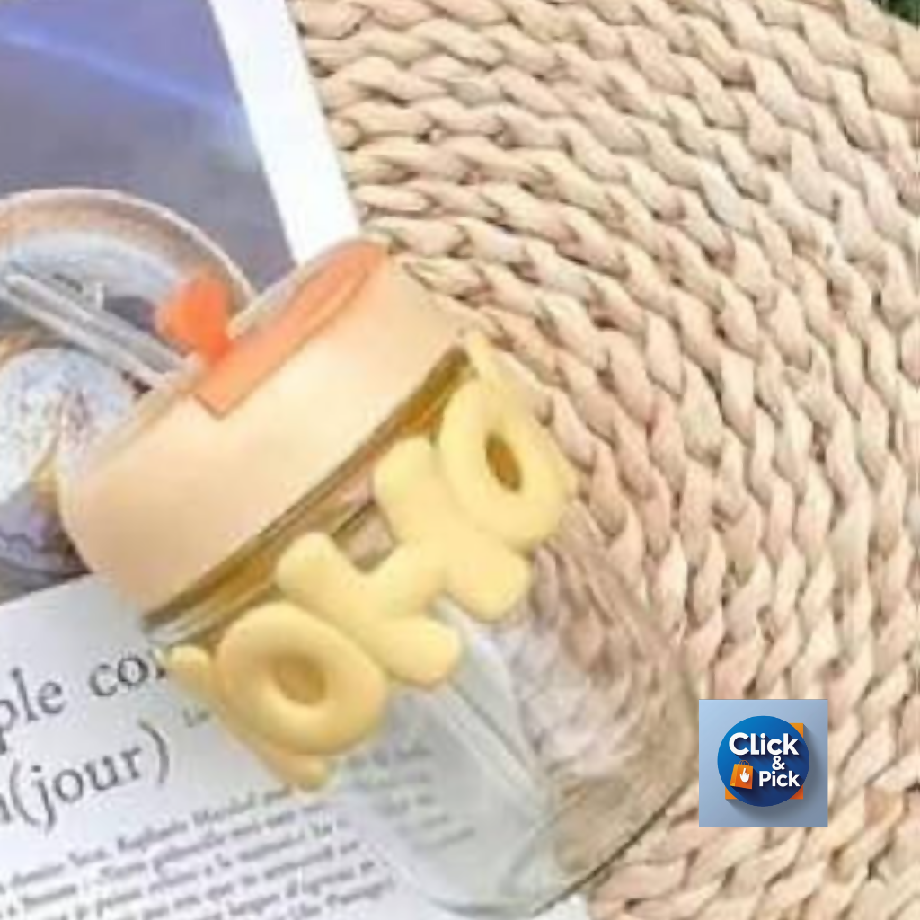 Cute HOH Glass Tumbler with Silicone Lid & Sleeve – Portable Coffee & Juice Mug