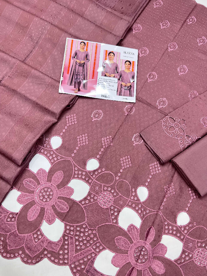 Luxury Embroidered JACQUARD DHANAK WITH JACQUARD DHANAK SHAWL