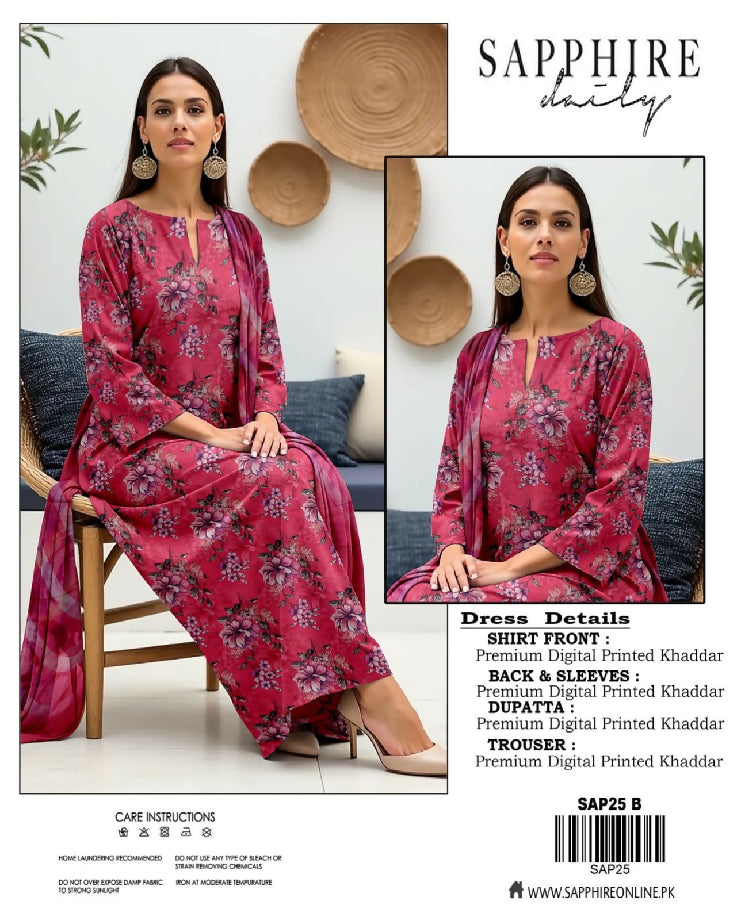 Sapphire 3pc Allover Suit khaddar