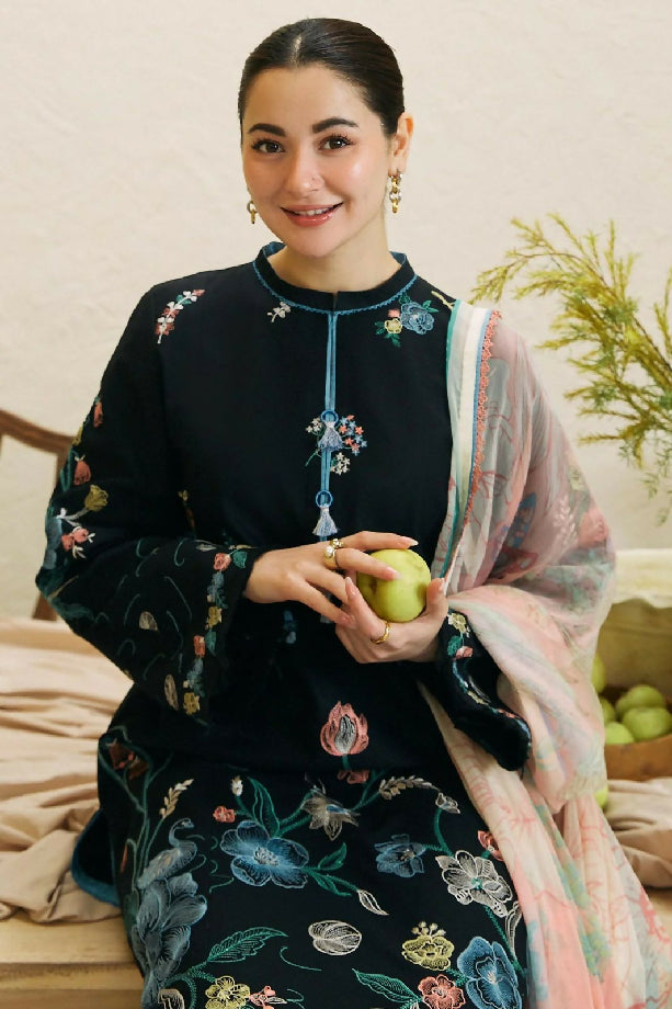 Unstitched Embroidered Dhanak Three Piece