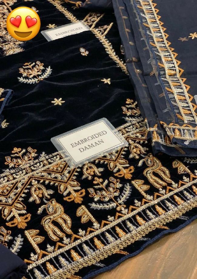 Asim jofa Velvet fully embroidered premium quality suits