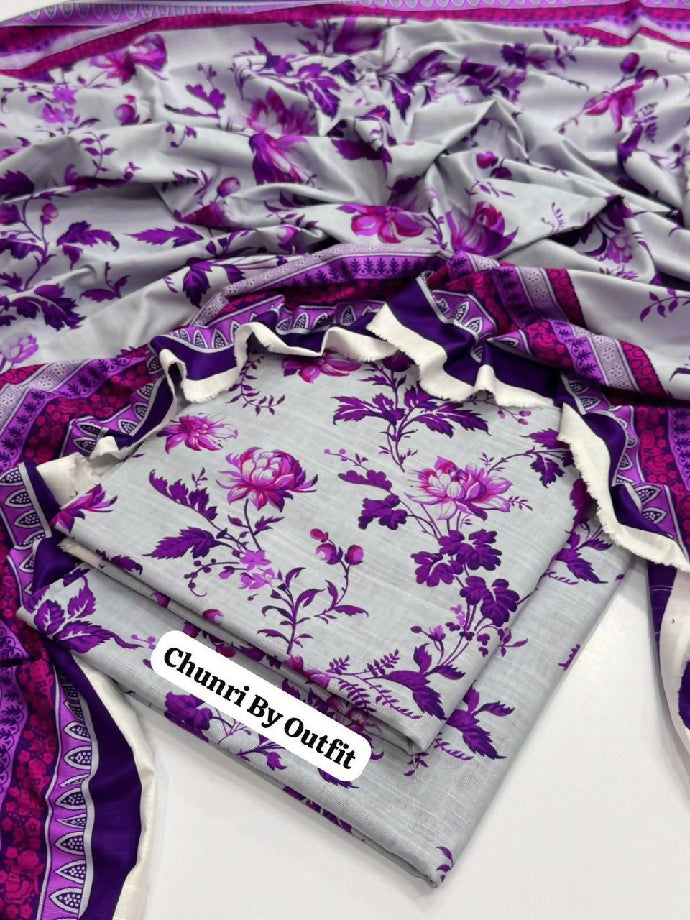 Unstitched Khaddar Three Piece