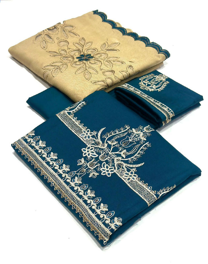 Tawakel 3 PC embroidery fancy dhanak