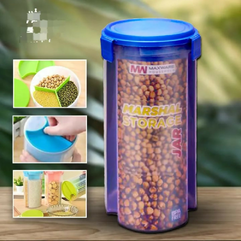 Marshal Storage Jar 3 Portion Airtight Storage Jar snacks jar Dry Fruits Jar*