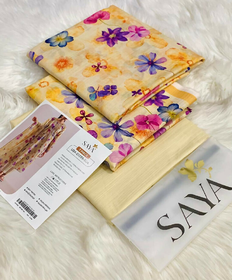 Unstitched Printed Soft Khaddar Three Piece