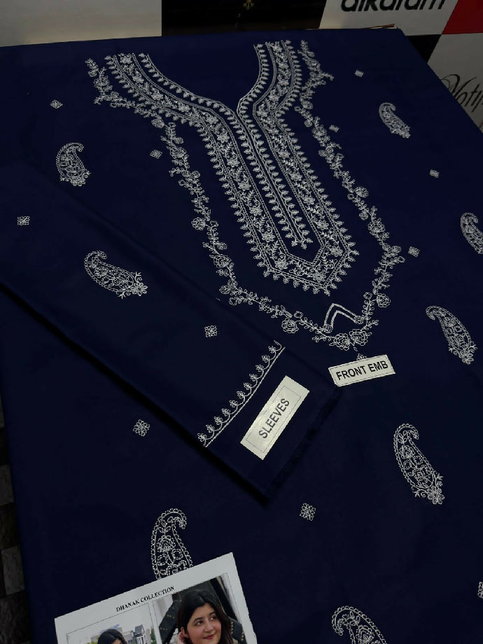 ☑️ *Dhanak Embroidered 2pc*✨ ☑️ *Dhanak Fabric* ☀️ ☑️ *Front & Sleeves Embroidered*