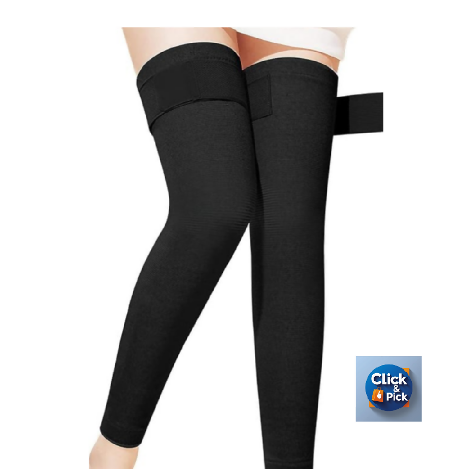 Compression Knee High Socks – Elastic Support Stockings for Pain Relief & Swelling (Black Pair)