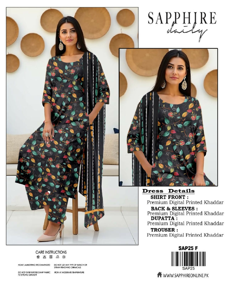 Sapphire 3pc Allover Suit khaddar