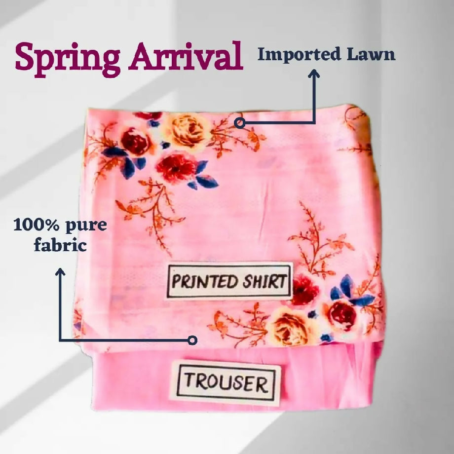 Pinkish Brown Grace – 2-Piece Unstitched Imported Lawn Suit