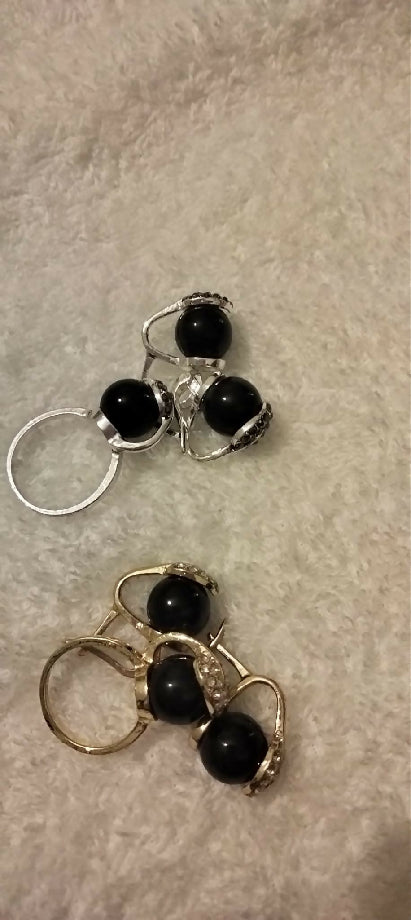 Onyx Stud Earrings and ring