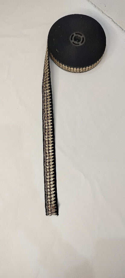 Black Lace With Golden Work. (Mentioned Price is according to Per Yard)