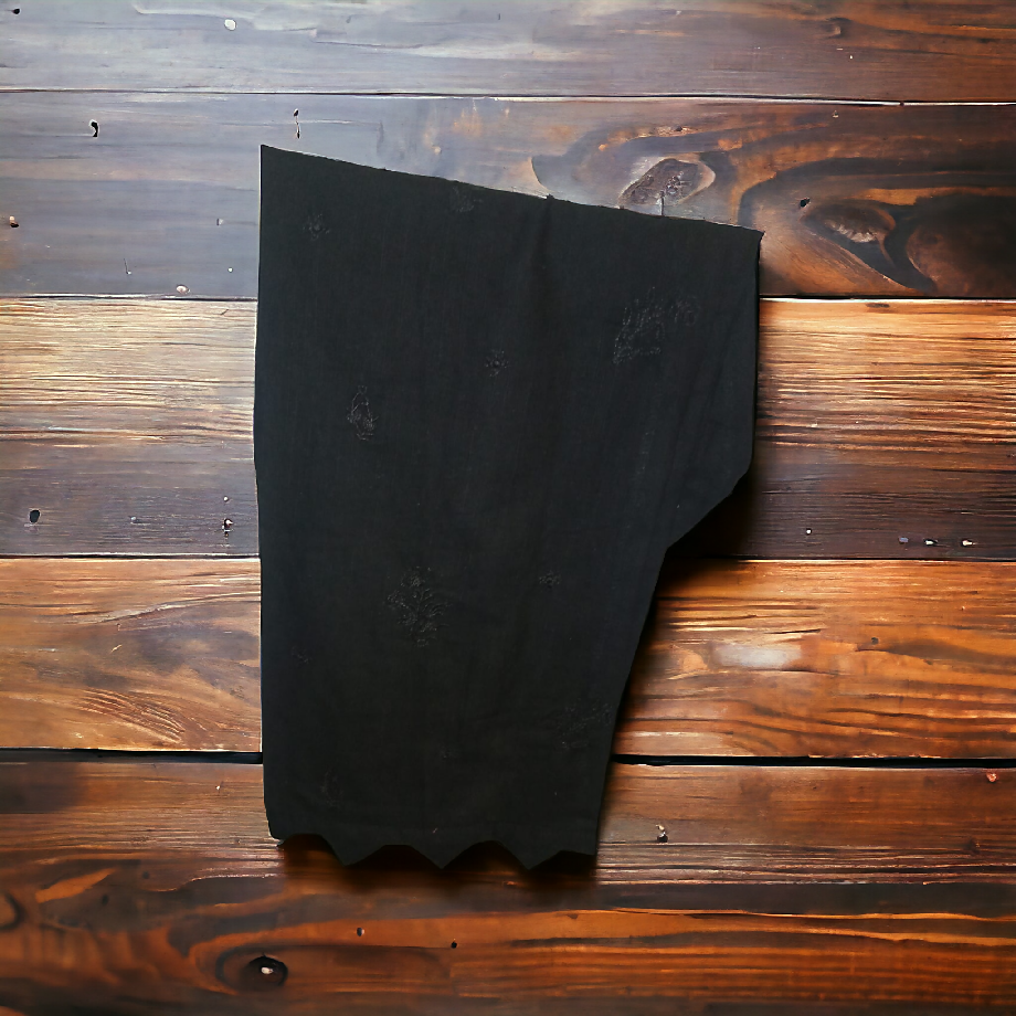 Black Khaddar 2-Piece Short Frock with Fully Embroidered Trouser"