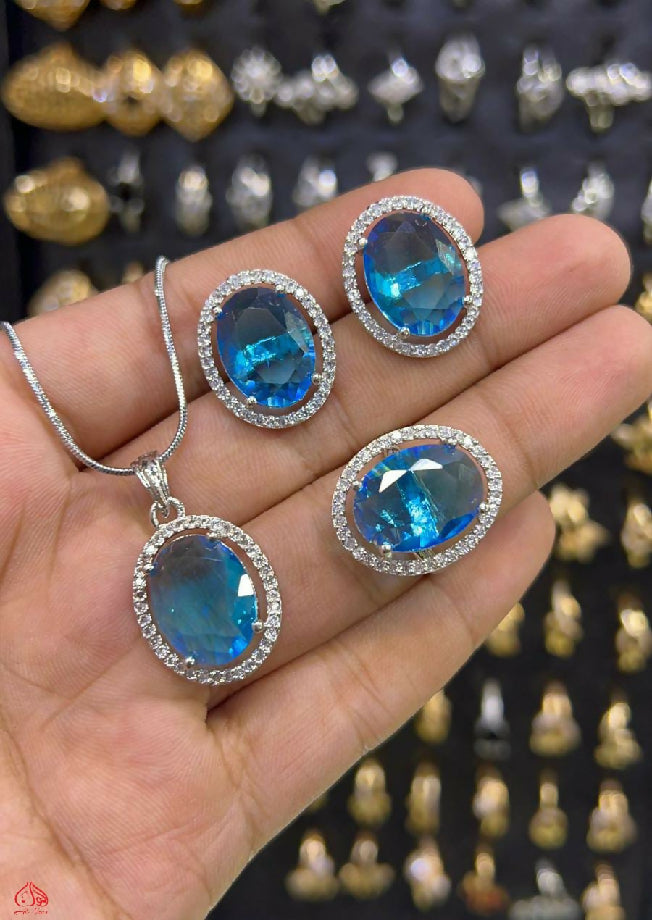 ???A.D Indian Full Zarcon Sliver Steel Polish Combo Set With Ring ? Adjustable Size Best High ]