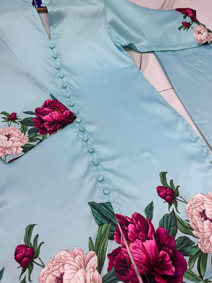 *`Mina Collection By A&T`* Digital Front & Back Floral Print Co Ord Set 2PCs Size Measurement Chest Size 22 Shirt Length 35/ 36 Flapper Length 40/41 Shirt Stuff : Premium Silk Flapper Stuff : Premium Silk ? Open Pictures Attached❤️