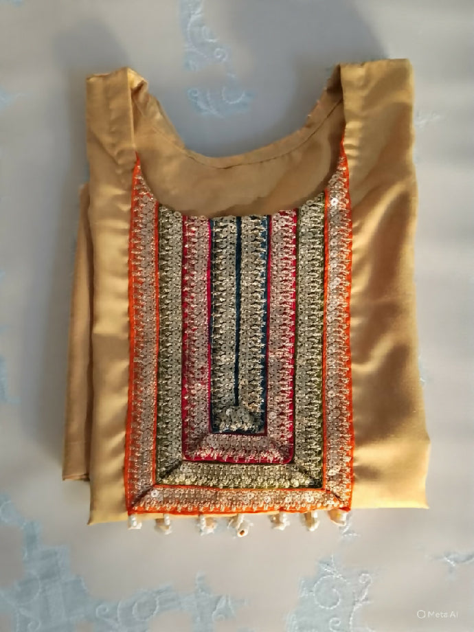 Mareena Premium Suit — Multi Lace Neckline with Shell Tassels