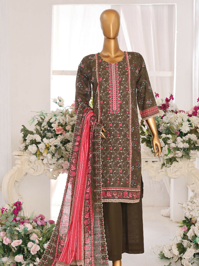 Unstitched embroidered slub khaddar 3 piece