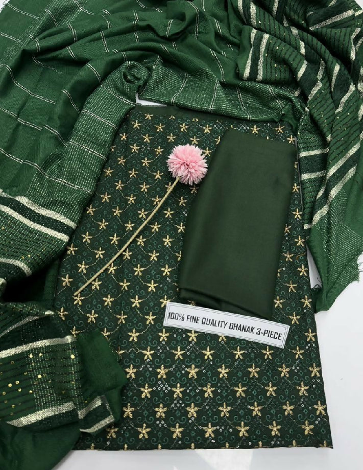 Embroidered Dhanak Three Piece Winters