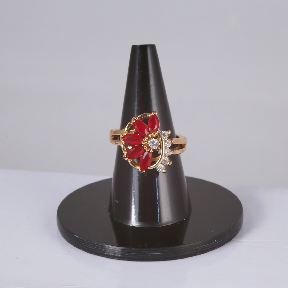 Red Floral Stone Ring