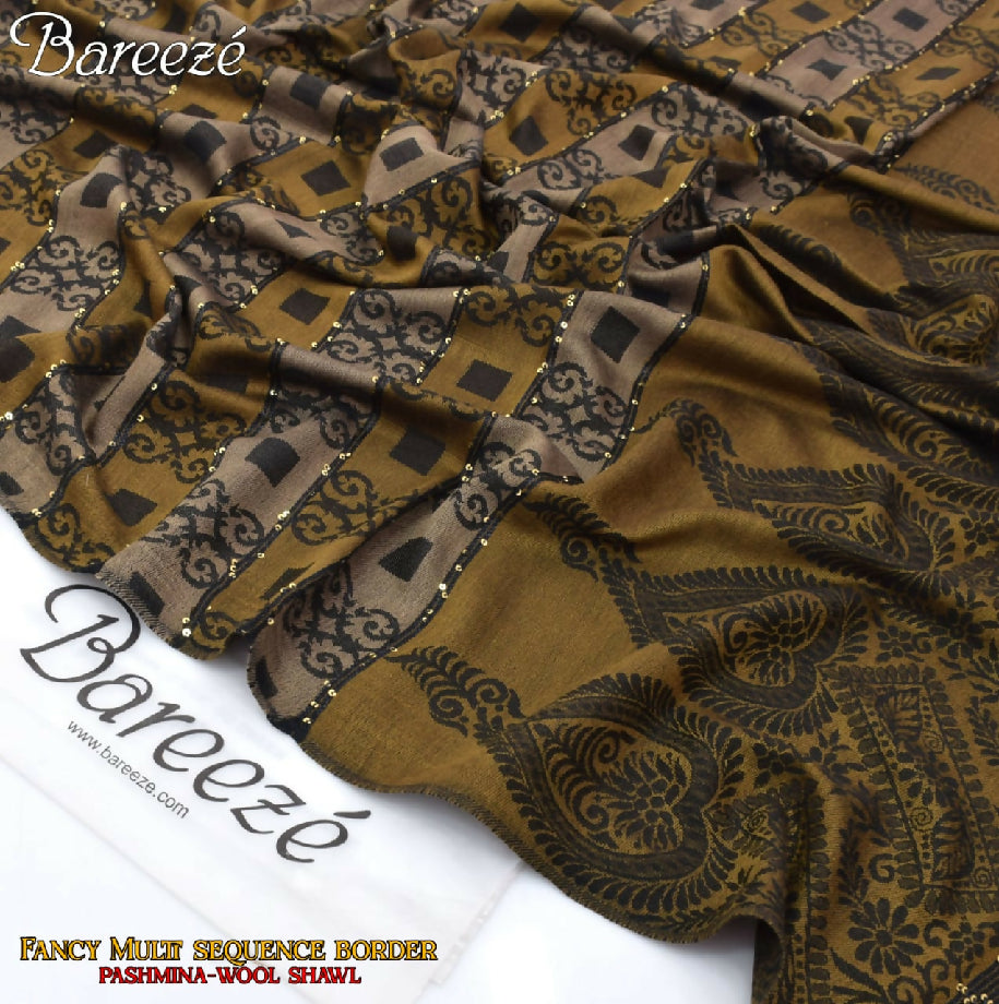 Soft Pashmina Multi Fancy Sequence Pure Wool Shawl