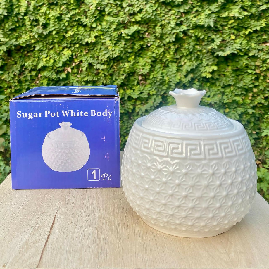 Ceramic floral embossed sugar pot 300ML