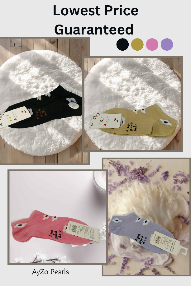 Trendy Flower Pattern Ankle Socks (Pack of 2)