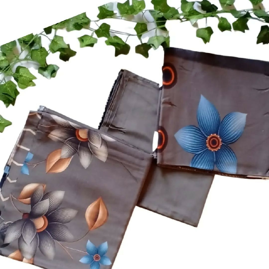 3-Piece Imported Viscose Suit – Grey & Blue Floral Unstitched Winter Wear