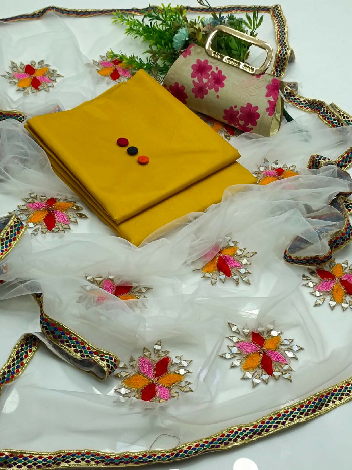 BEAUTIFUL AARI AND MIRROR WORK DUPATTA 4PC