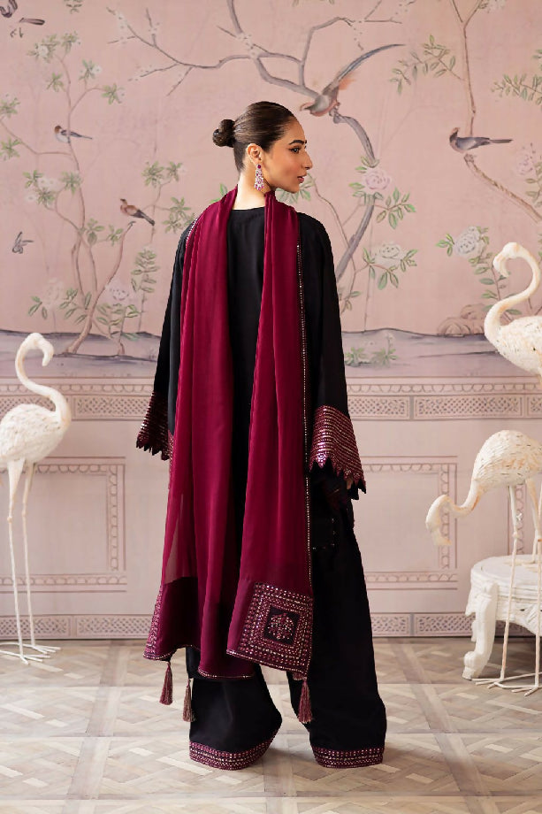 Unstitched Embroidered Dhanak Three Piece