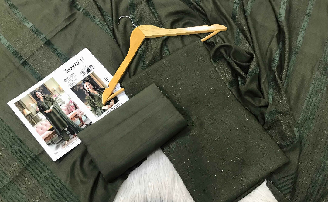 Tawakal Brand – Danak Marina Self Brosha Shirt with Velvet Jacquard Shawl