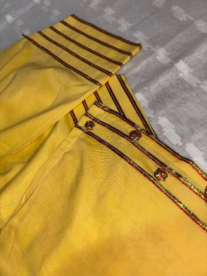 Beautiful yellow Gotta kinari shirt With Farshi shalwar
